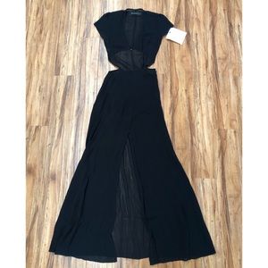 REFORMATION Dress Black Sheer Open Back Long Rare Made in USA REF Maxi